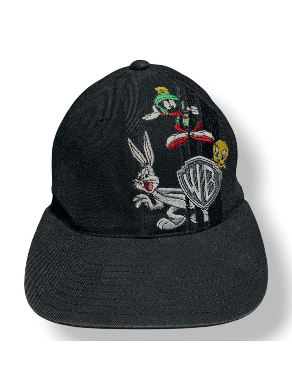 Vintage Warner Bros Studio Store Looney Tunes Bugs Bunny Snapback Hat Black